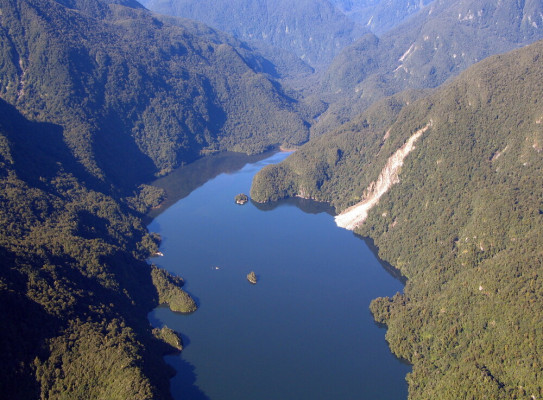 Landslide in Charles Sound following Fiordland Earthquake on 22 August 2003