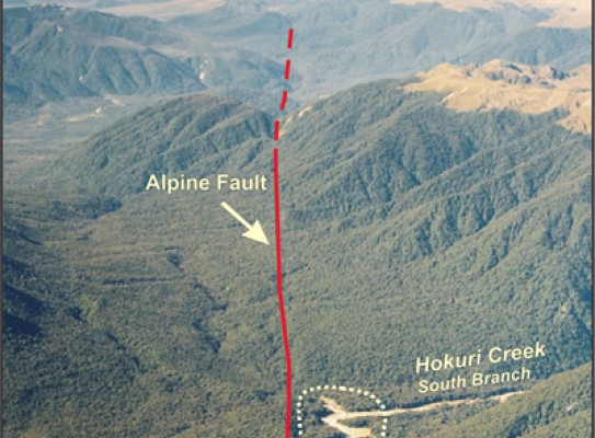 Aerial view of the Alpine Fault from Lake McKerrow