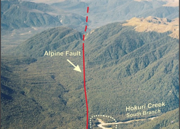 Aerial view of the Alpine Fault from Lake McKerrow