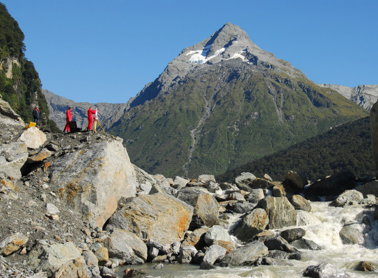 Surveying the landslide Young River