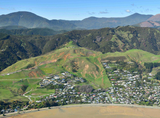 Widespread land sliding in farmland just outside of Atawhai