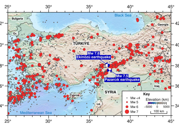 EEFIT map showing historical seismicity